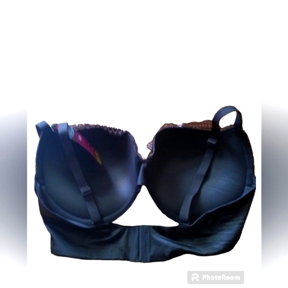 Maidenform Padded Push Up Bra Grey & Pink Floral lace trim bra NWT - Picture 2 of 2